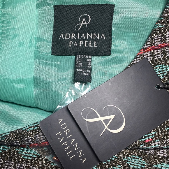 NWT ADRIANNA PAPELL Beaded Jacquard Shift Dress - Picture 5 of 8